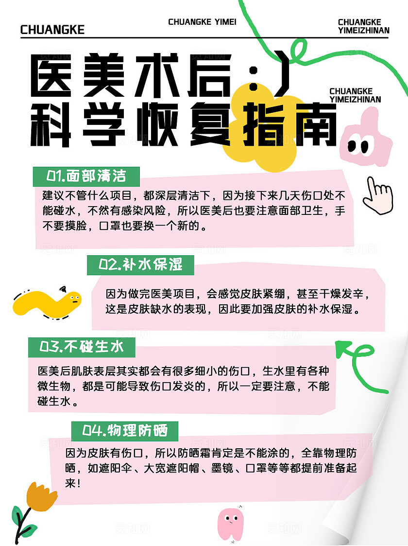 医美术后科学恢复指南小清新粉嫩小红书封面