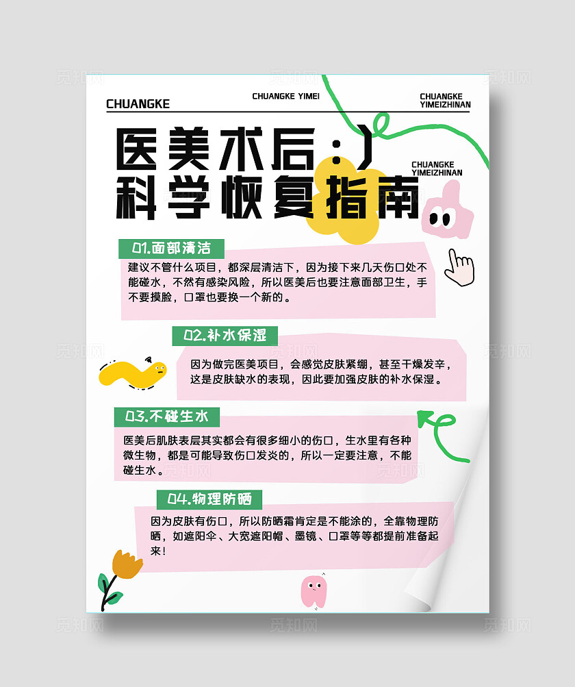 医美术后科学恢复指南小清新粉嫩小红书封面