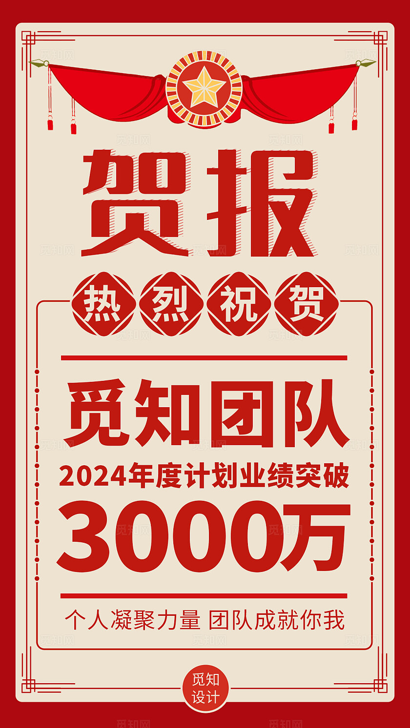 红色复古风业绩战报贺报宣传海报