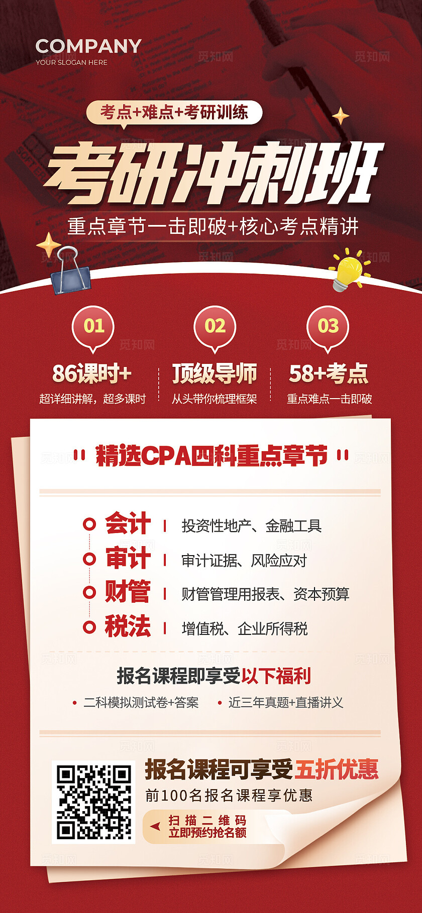 红色考研冲刺活动宣传海报