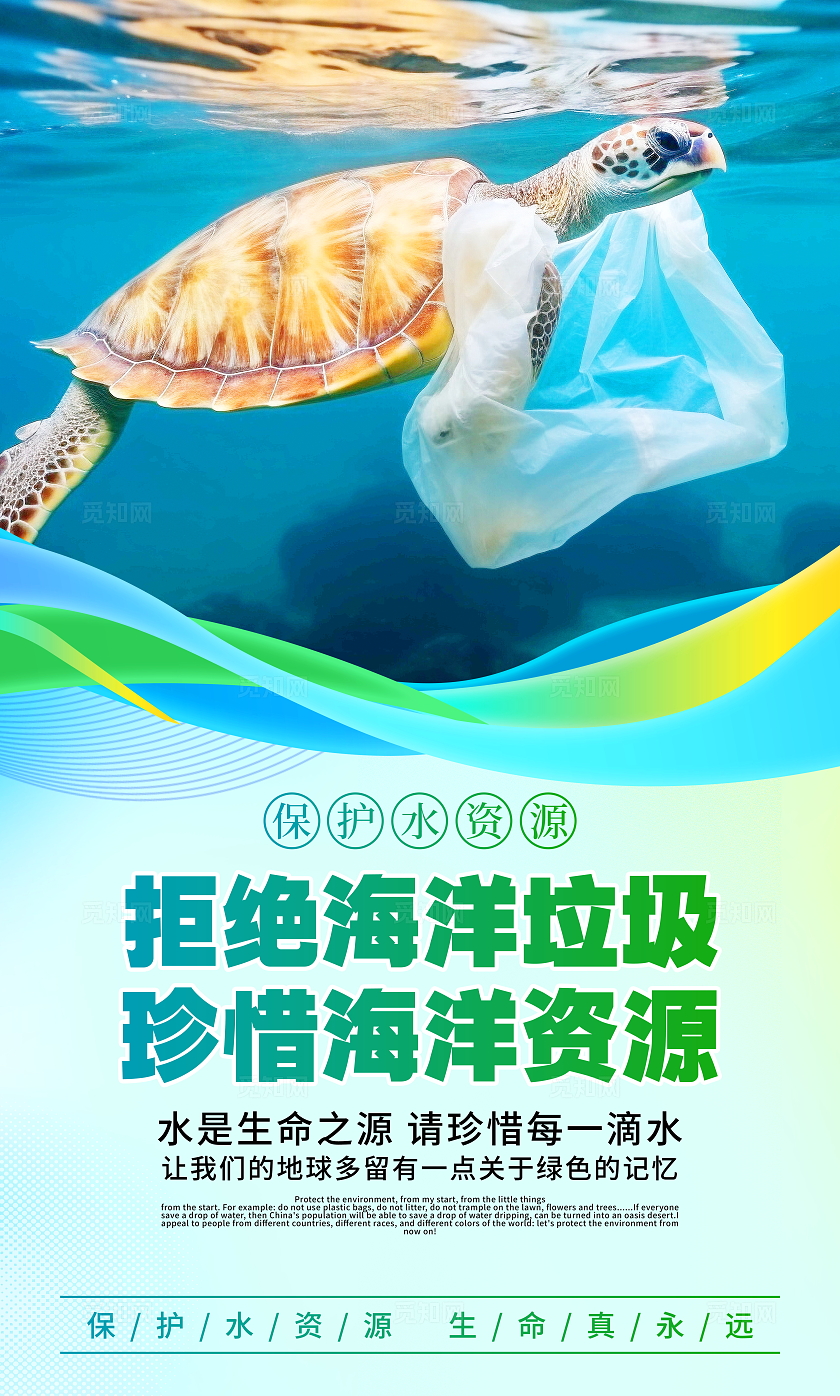 时尚大气保护水资源宣传套图海报