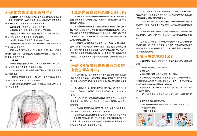 橙色简约线条肝硬化疾病健康教育知识宣传折页背景