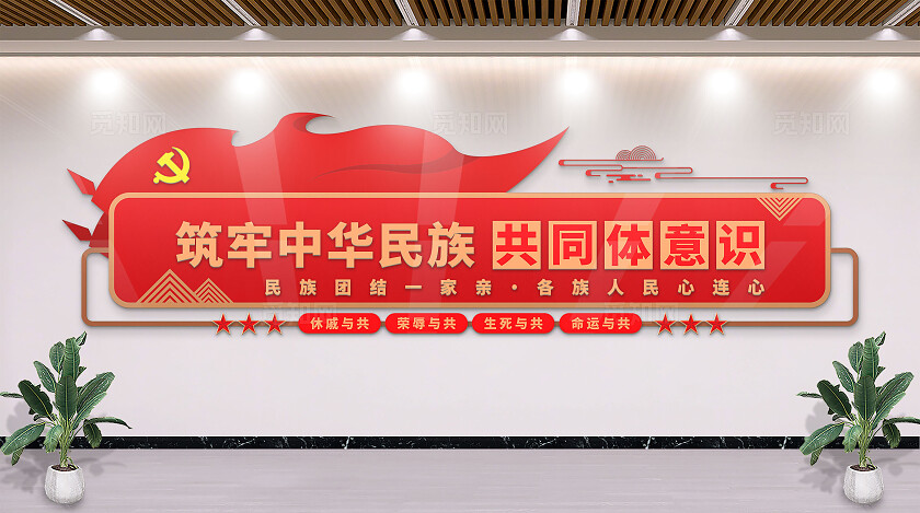 红色铸牢中华民族共同体意识文化墙民族团结文化墙