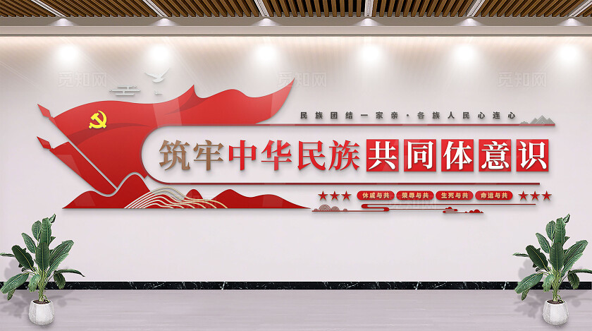 红色铸牢中华民族共同体意识文化墙民族团结文化墙