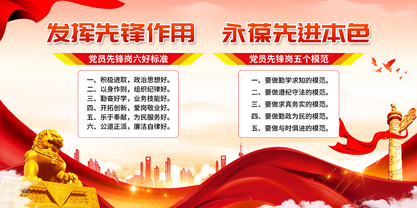 大气党员先锋岗位宣传展板