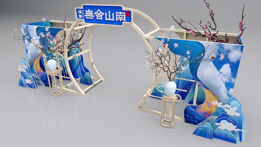 地产交付中式入口拱门地产美陈