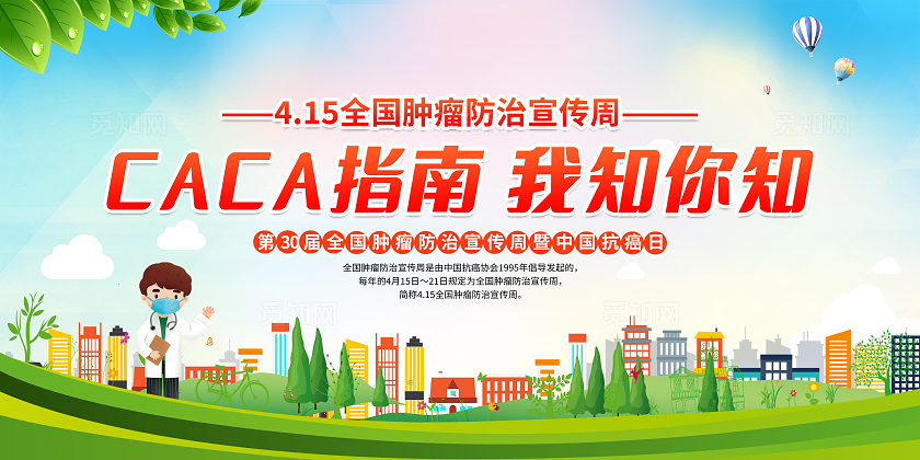绿色简约CACA指南我知你知2024全国肿瘤防治宣传周宣传栏
