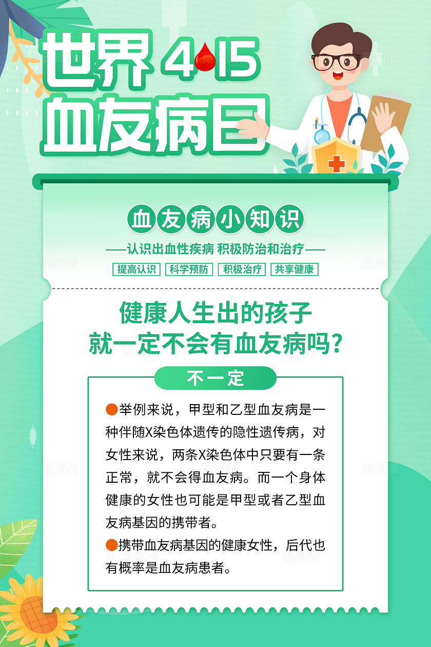 绿色简约世界血友日2024世界血友病日套图