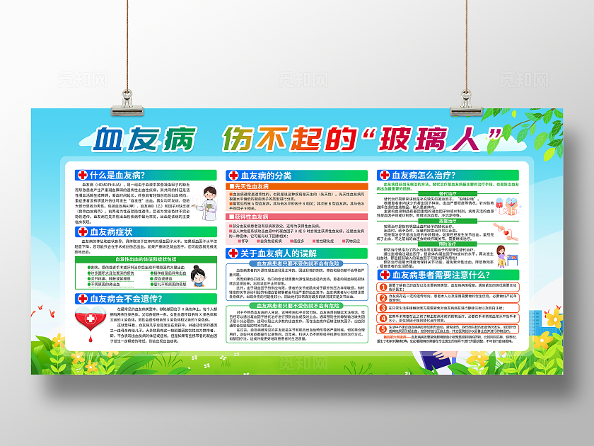 绿色简约血友病伤不起的“玻璃人”2024世界血友病日宣传栏