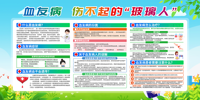 绿色简约血友病伤不起的“玻璃人”2024世界血友病日宣传栏