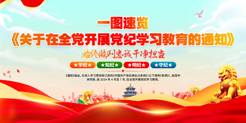 一图速览全党开展党纪学习教育党建宣传展板
