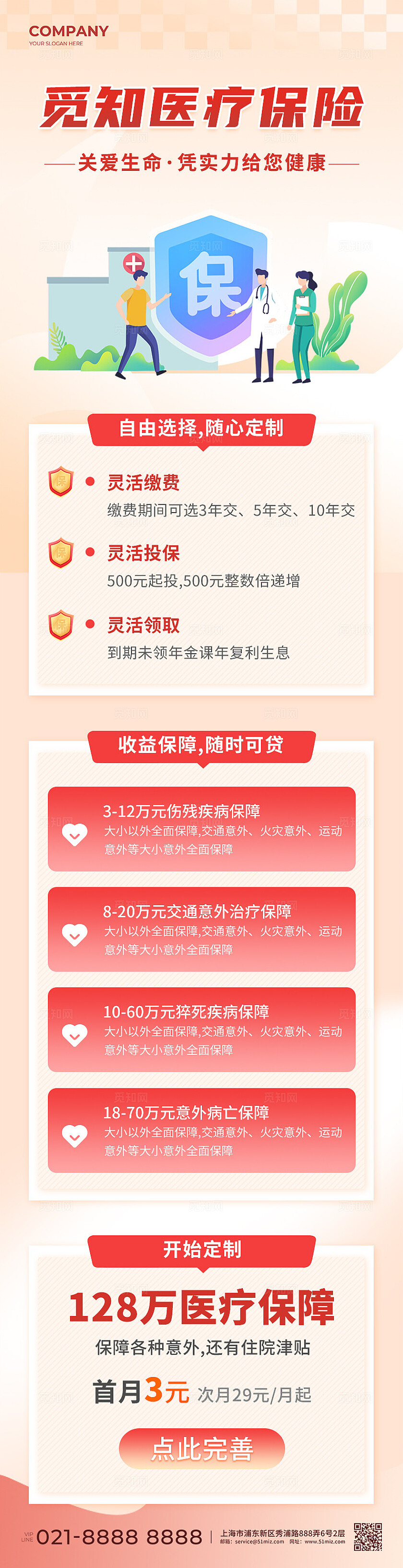 红色医疗保险医保知识宣传长图