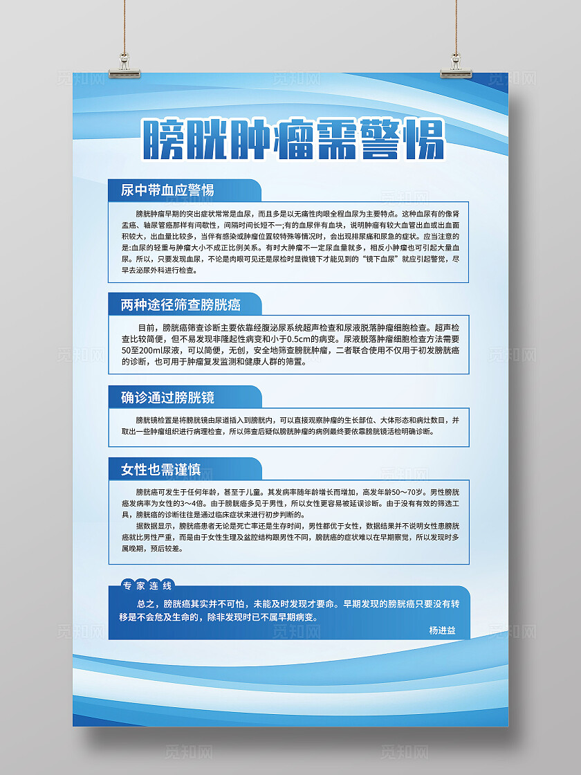 蓝色简约膀胱肿瘤健康科普知识宣传海报