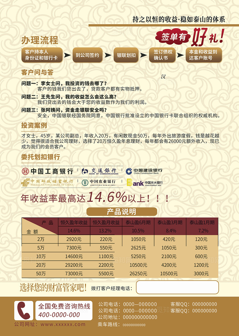 金色渐变银行理财宣传海报