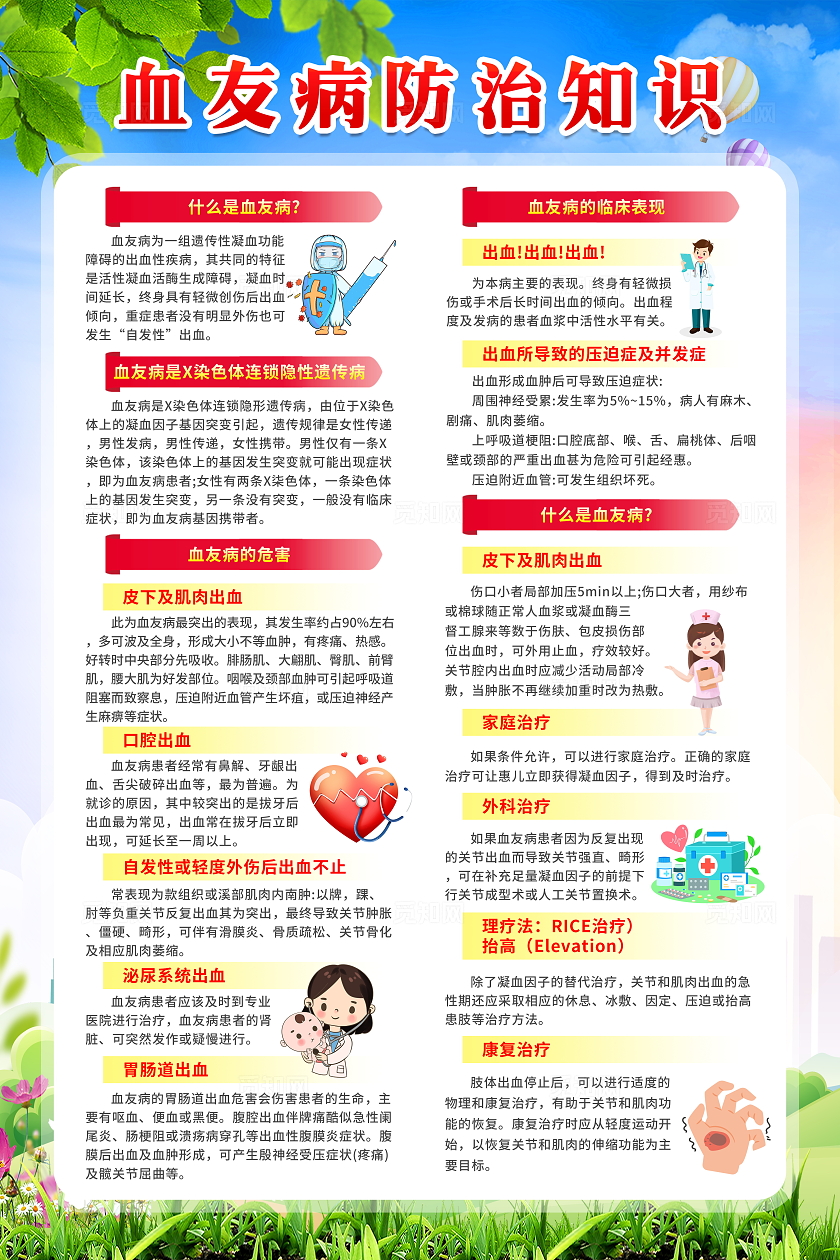 蓝色清新风2024年血友病日防治知识宣传海报设计世界血友病日