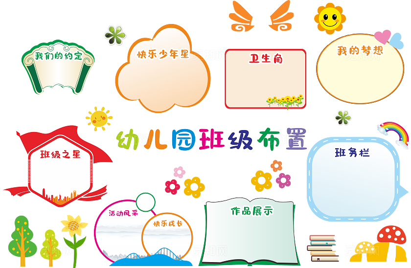 卡通幼儿园班级布置文化墙