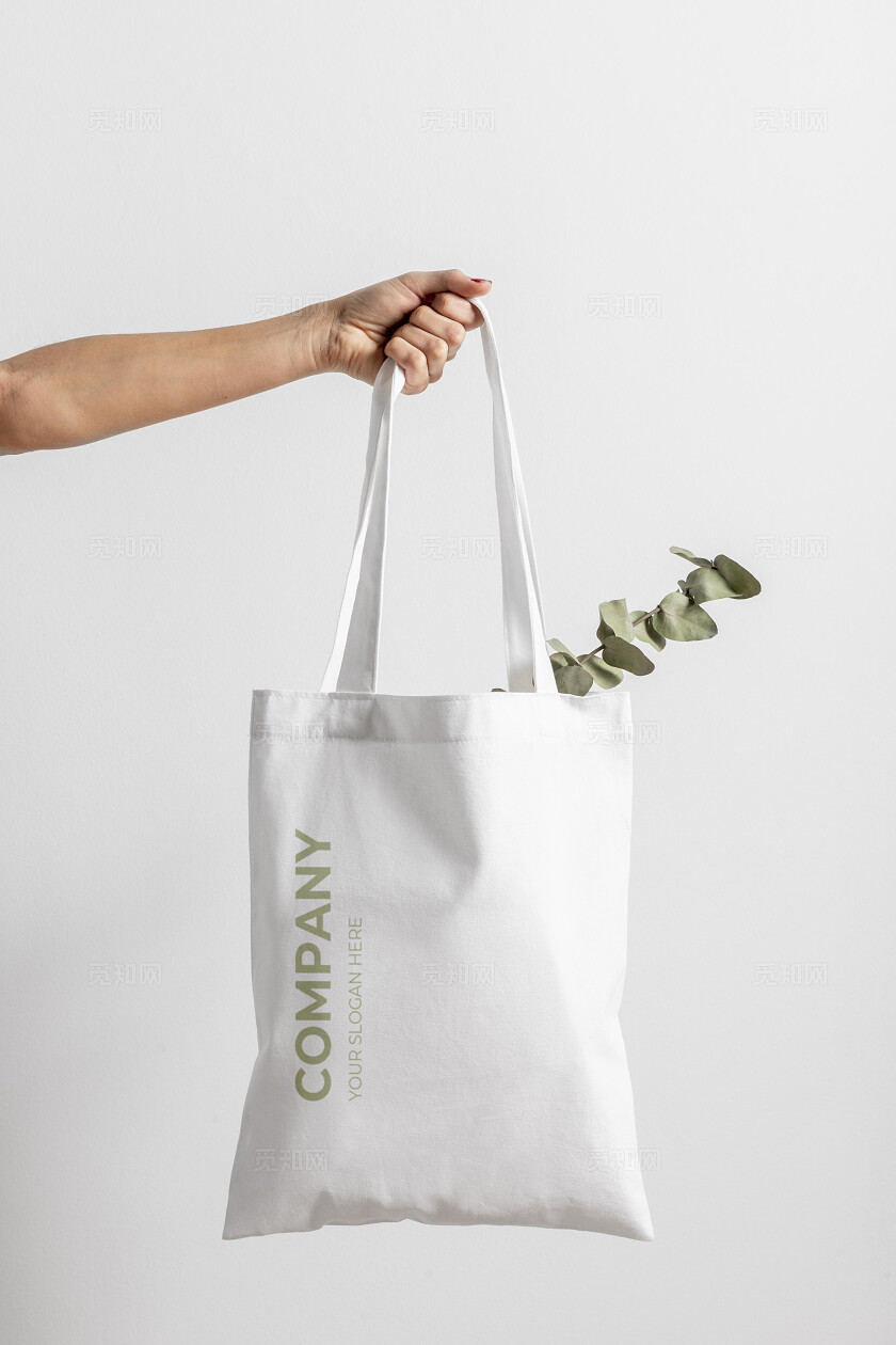 白色复古帆布包LOGO样机模板