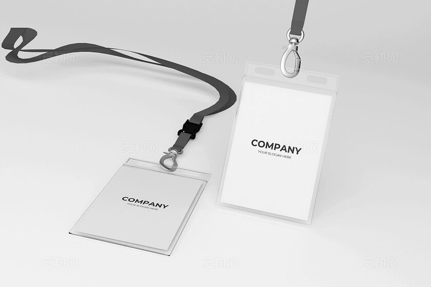 黑色绳子白色胸卡吊牌工作证LOGO样机