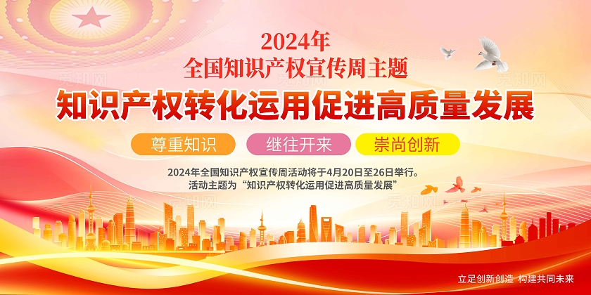 红色炫光2024年世界知识产权宣传周世界知识产权日宣传栏
