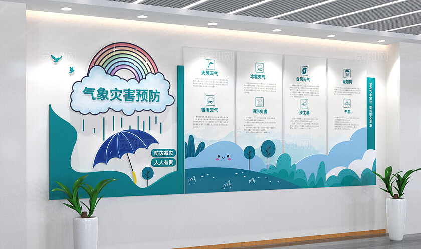 气象灾害预防文化墙3D文化墙