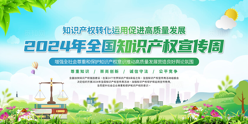 绿色小清新2024世界知识产权安全宣传活动展板背景世界知识产权日世界知识产权宣传周