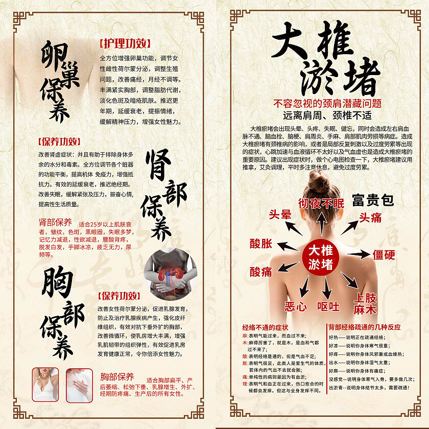 棕色中医调理身体各处保养宣传海报