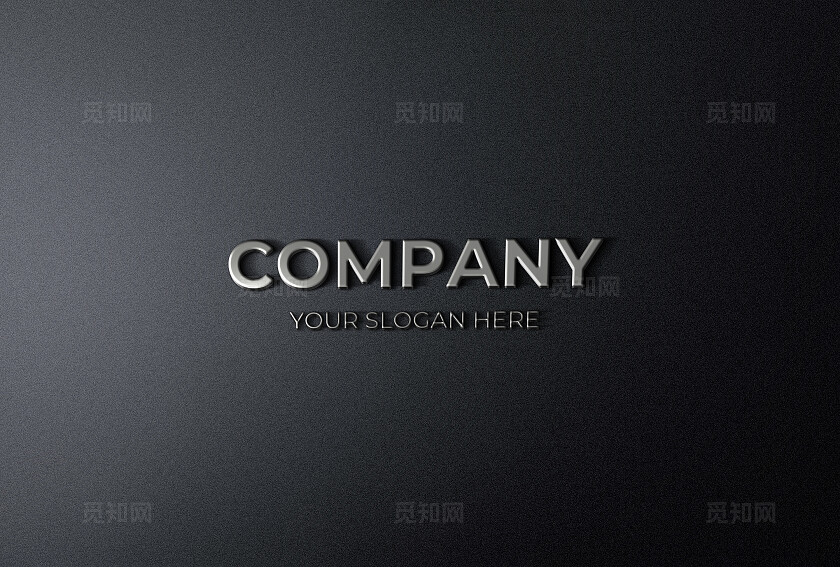 黑色质感背景立体金属字logo标志样机