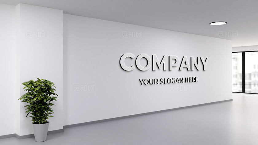 白色背景墙立体LOGO样机