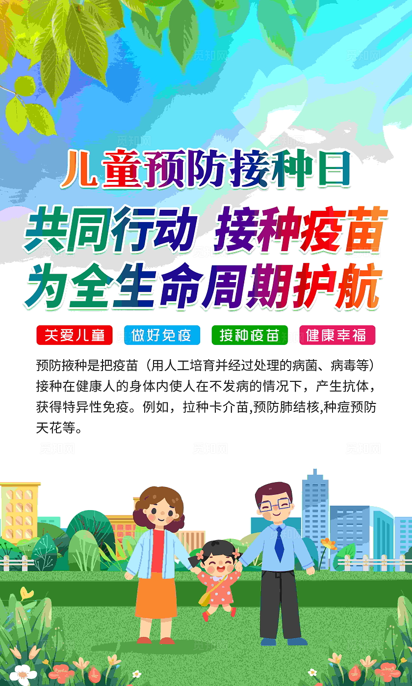 蓝色风格2024全国儿童预防接种日套图