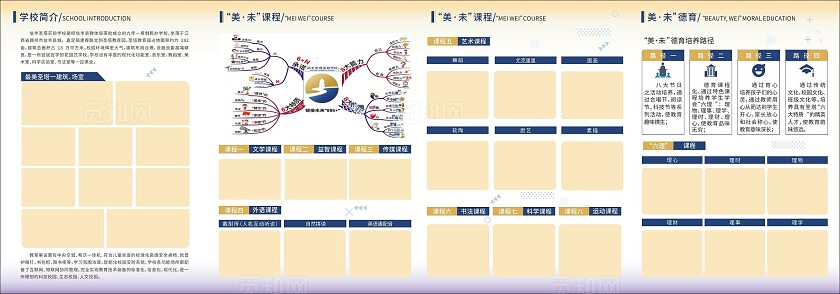 简约扁平化插画学校招生折页 单页宣传页