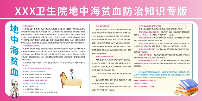 世界地中海贫血日粉色简约大气地中海贫血防治健康知识宣传栏