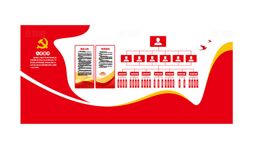 党支部组织架构党务公开栏文化墙3D文化墙