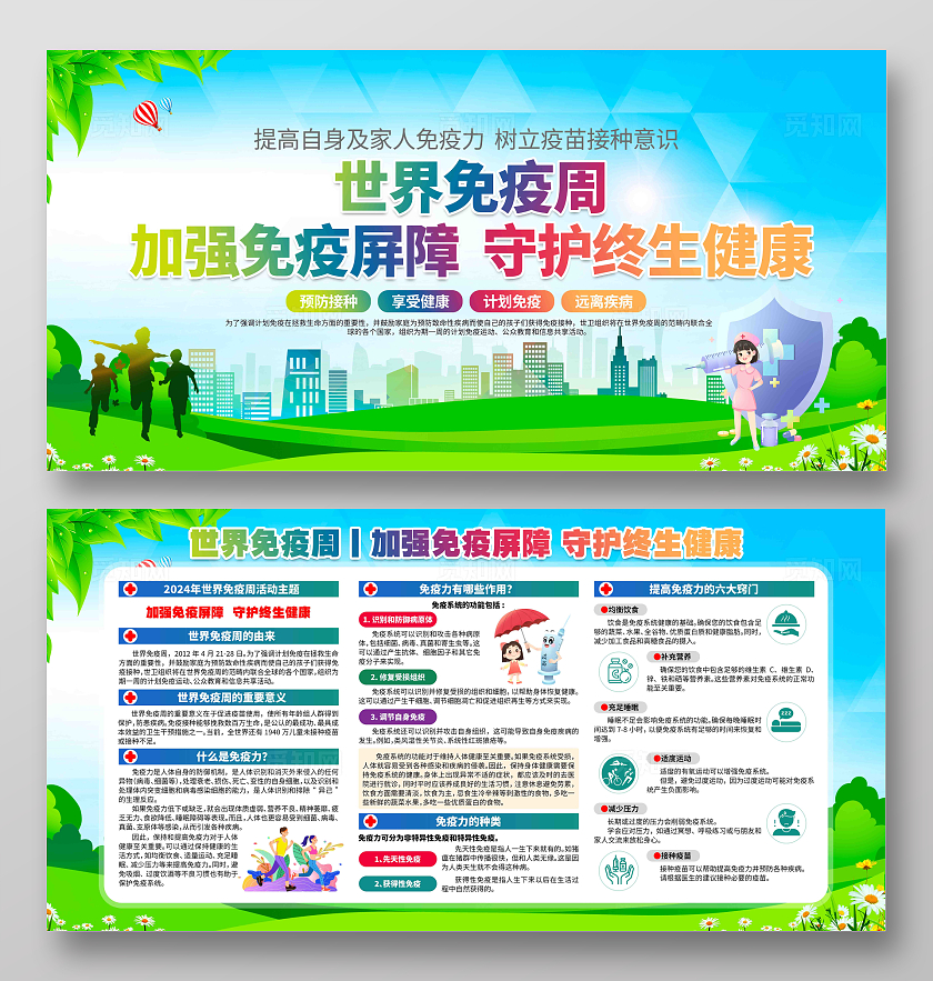 卫生健康宣传2024年世界免疫周展板