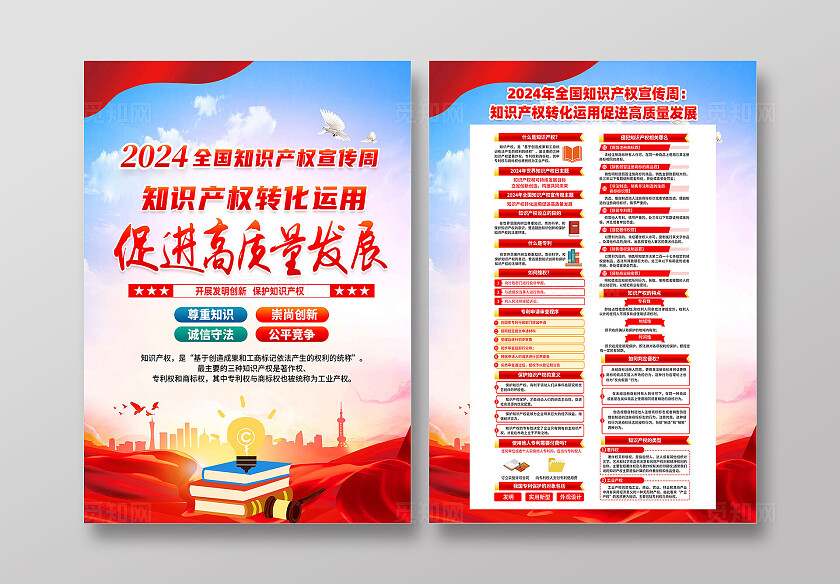 红色知识产权转化运用促进高质量发展全国知识产权宣传周宣传单