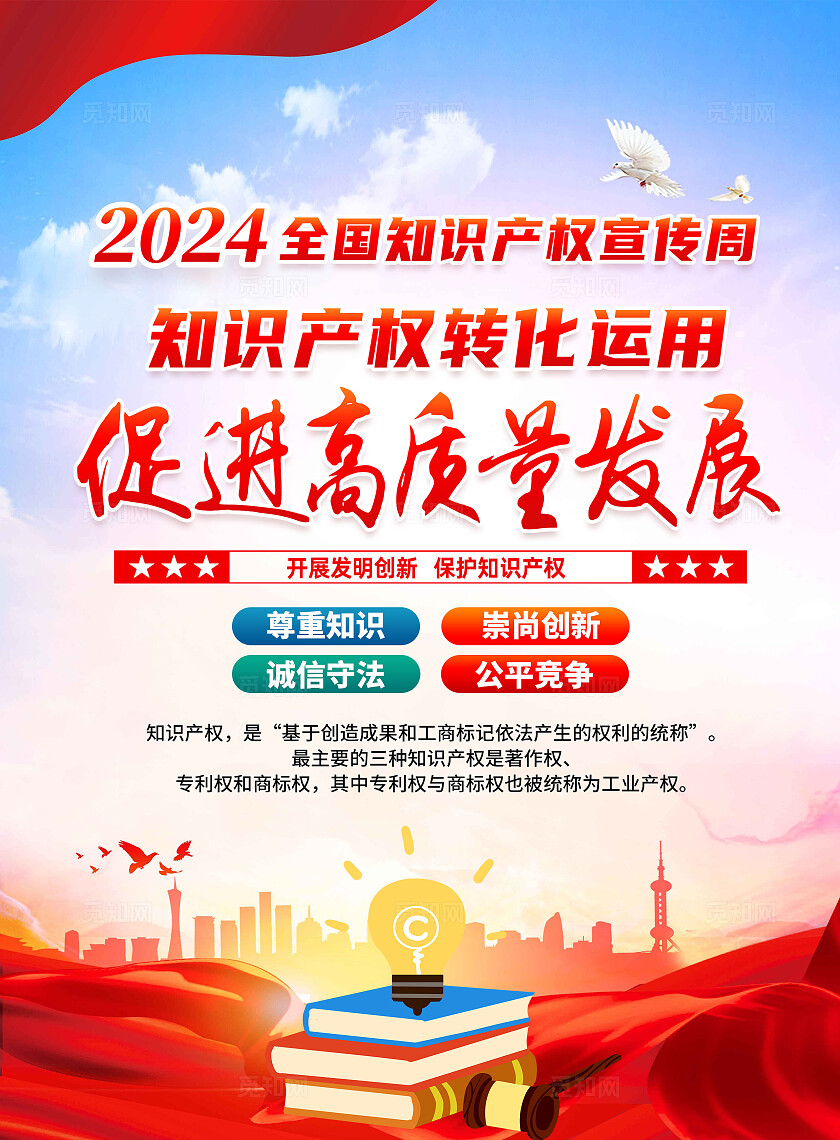 红色知识产权转化运用促进高质量发展全国知识产权宣传周宣传单
