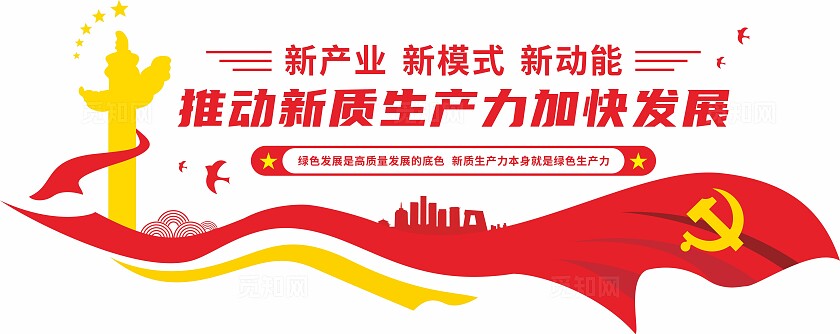 红色推动新质生产力加快发展两会党建标语文化墙