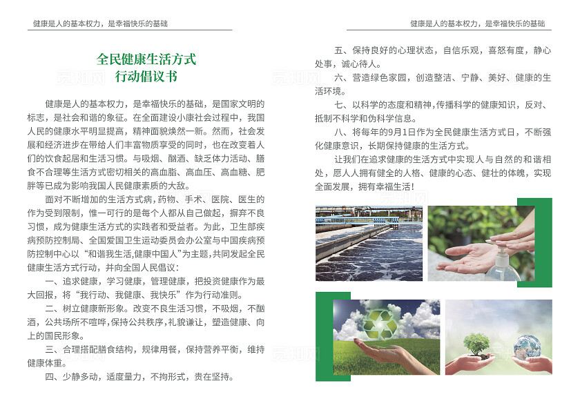 绿色简约大气风世界卫生日宣传册世界卫生日卫生监督画册