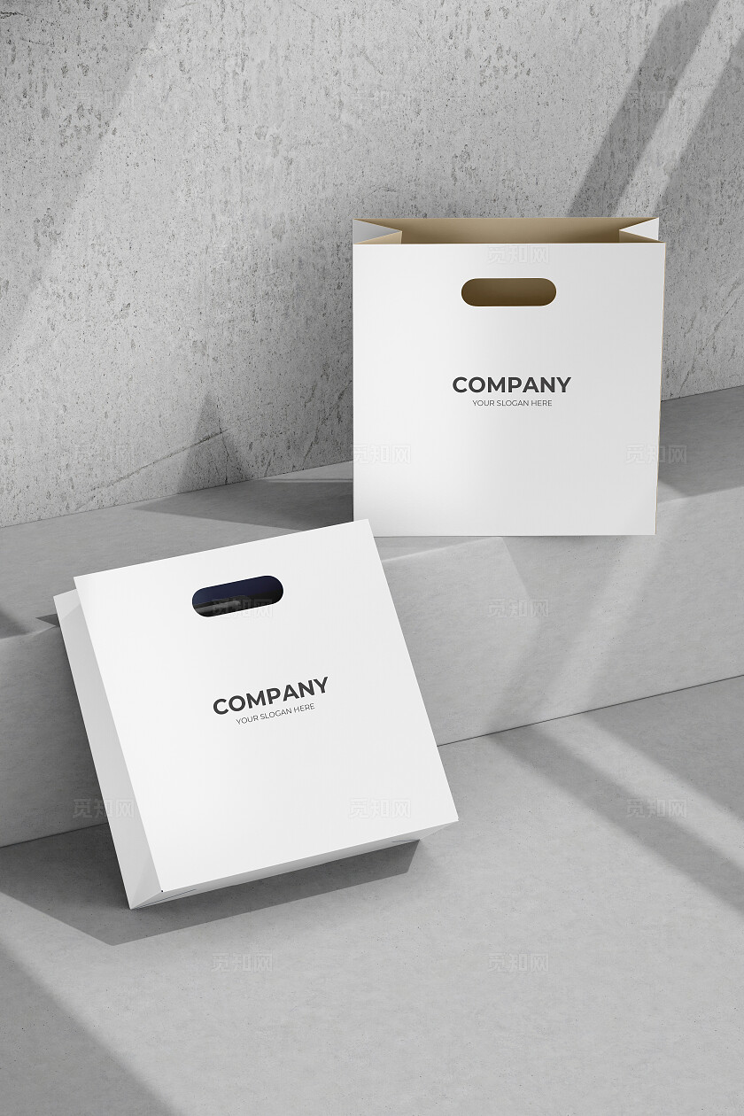 白色纸袋定制LOGO样机模板宣传