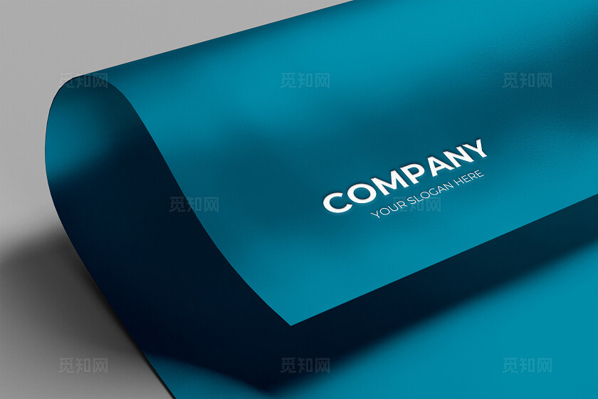 孔雀蓝背景定制LOGO样机模板宣传