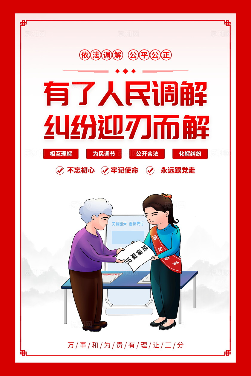 时尚大气人民调解宣传套图展板人民调解法