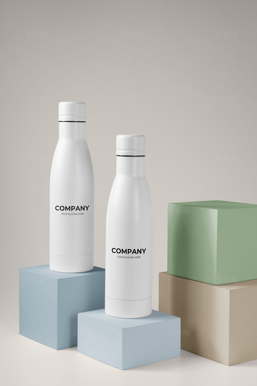 白色瓶子包装样机模板宣传