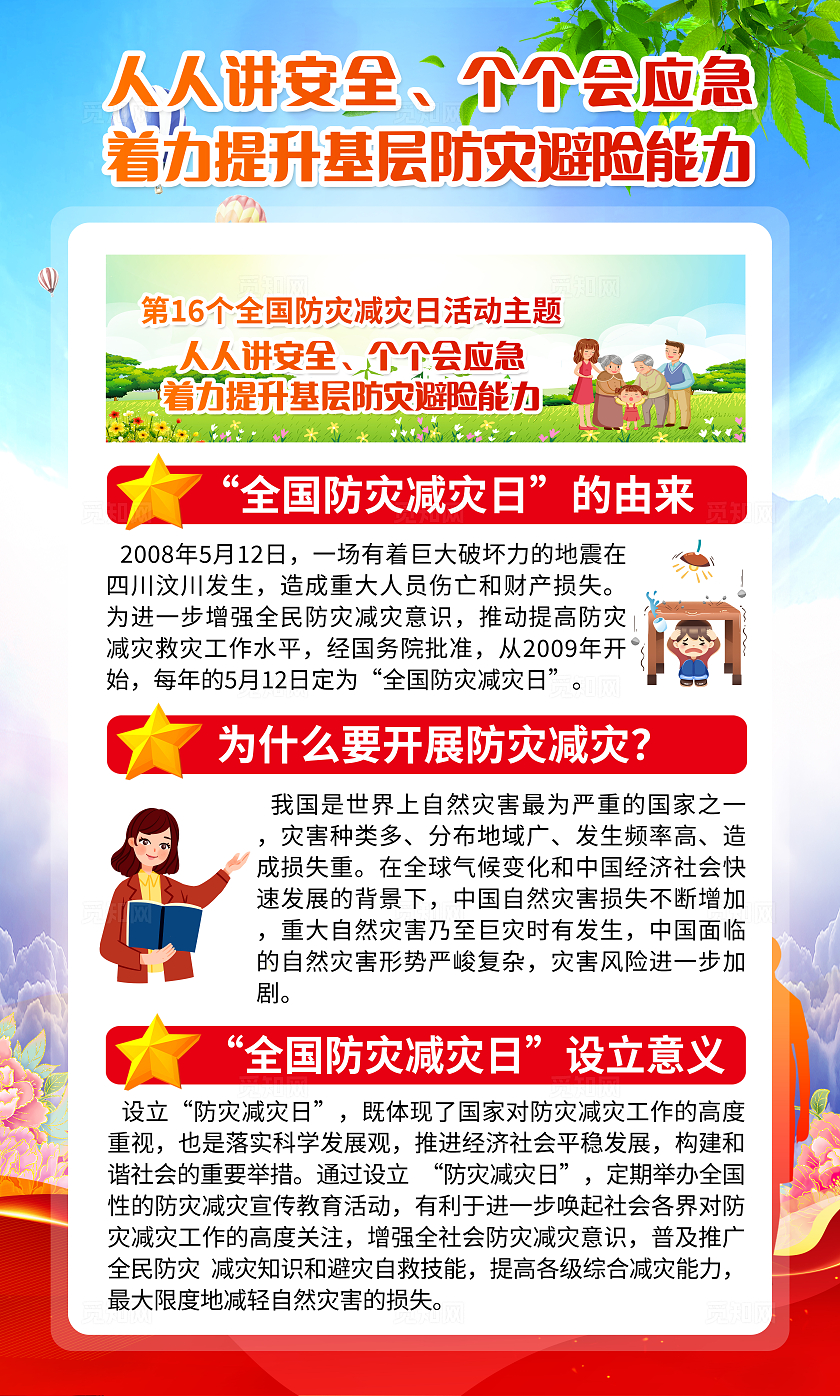 蓝色简约全国防灾减灾日512全国防灾减灾日套图