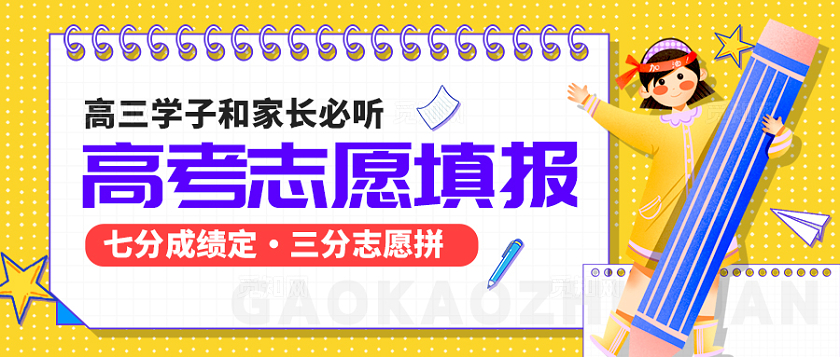 黄颜色插画风格高考志愿高考公众号高考banner高考志愿banner