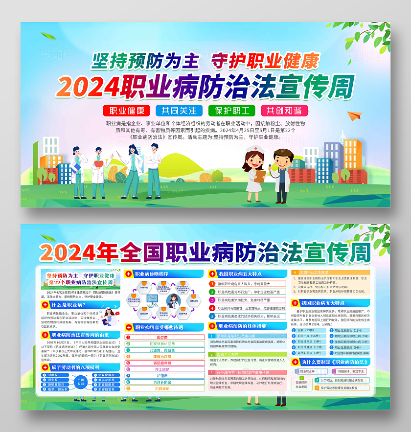 蓝色风格2024年全国职业病防治法宣传周宣传栏全国《职业病防治法》宣传周