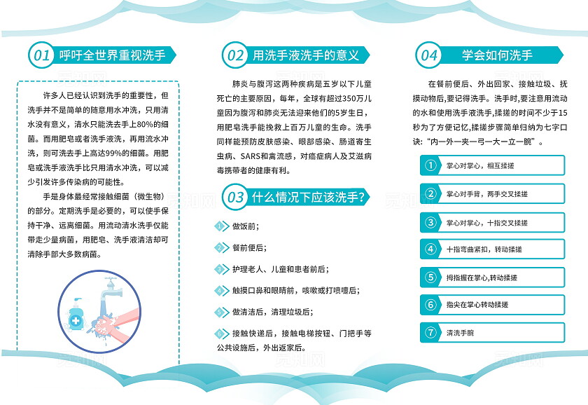 绿色简约卡通2024年世界手卫生日宣传科普三折页设计