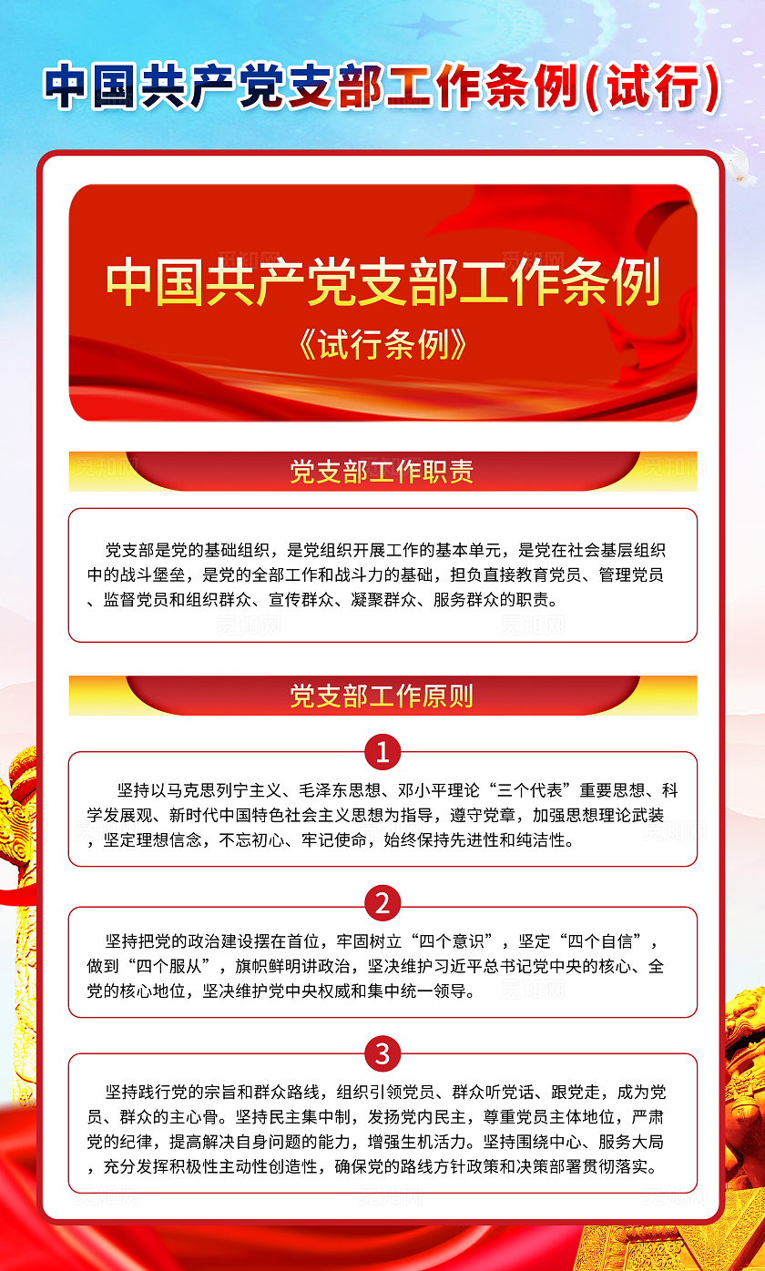 党支部工作条例党建素材背景挂图套图海报党支部工作挂图