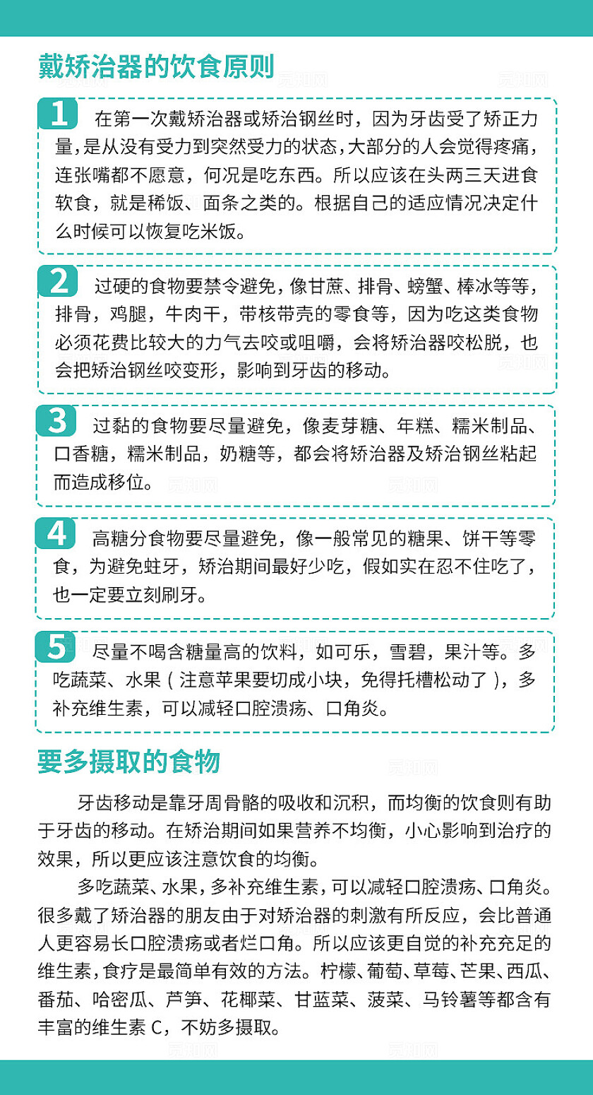 绿色简约口腔牙齿正畸安全注意事项牙齿矫正折页背景口腔正畸