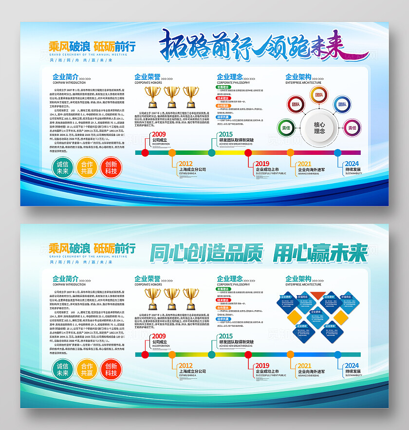 蓝色时尚大气企业文化展板设计企业展板