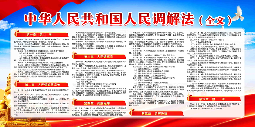 蓝色风格中华人民共和国人民调解法宣传展板