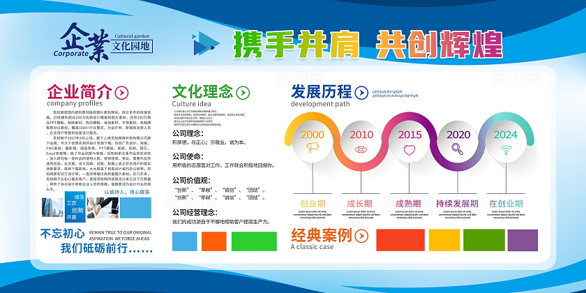 蓝色大气企业文化宣传展板企业展板